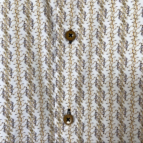 MICHEL MARTIN MENS BUTTON DOWN SHORT SLEEVE PAISLEY SHIRT, 100% COTTON, MEDIUM - Picture 5 of 8